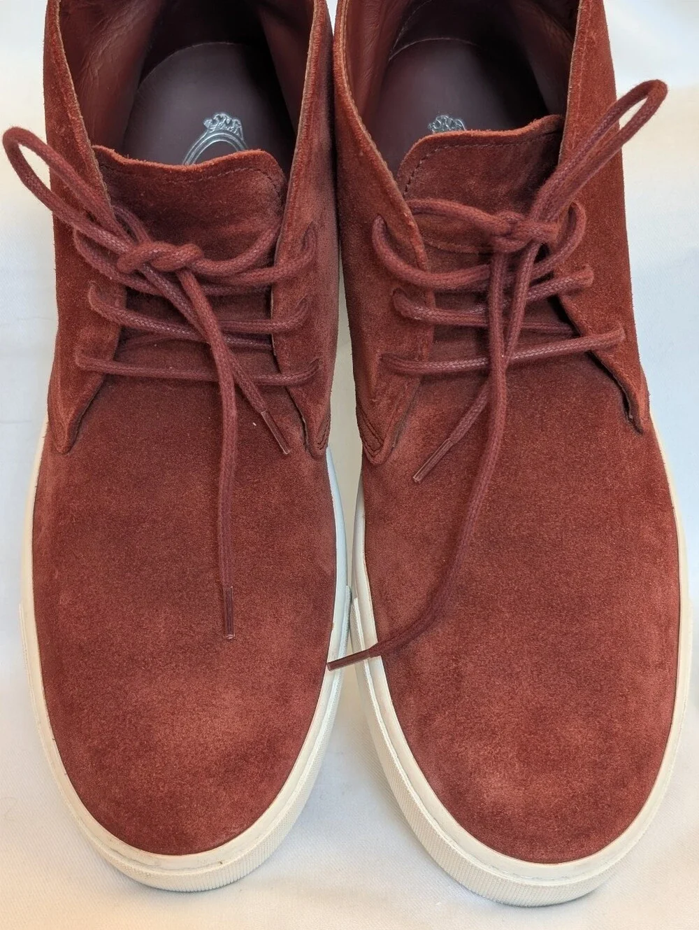 Tod’s Men’s Suede Chukka Boots Burgundy Made in Italy Size 8.5